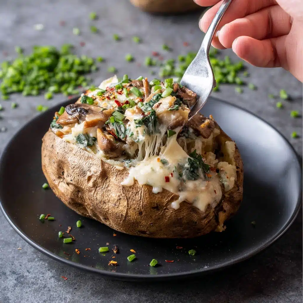 Baked Potatoes with Spinach, Cheese, and Mushrooms Recipe - Recipe Image