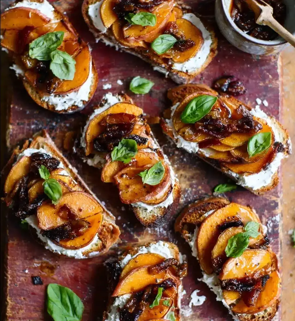 Quick Peach Bruschetta with Whipped Ricotta Recipe