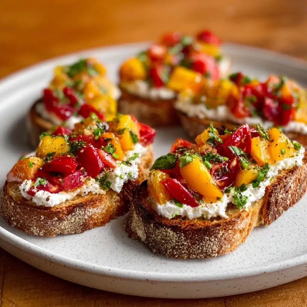 Quick Peach Bruschetta with Whipped Ricotta Recipe - Recipe Image