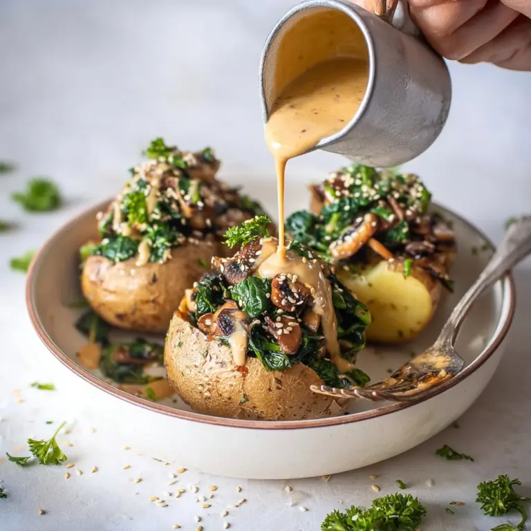 Baked Potatoes with Spinach, Cheese, and Mushrooms Recipe