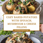 Baked Potatoes with Spinach, Cheese, and Mushrooms Recipe