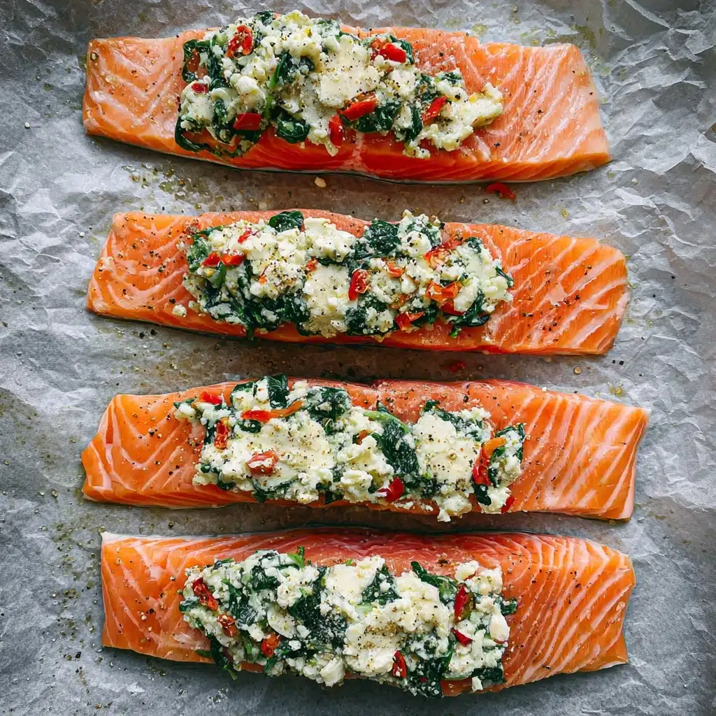 Stuffed Salmon With Spinach & Feta Recipe - Recipe Image