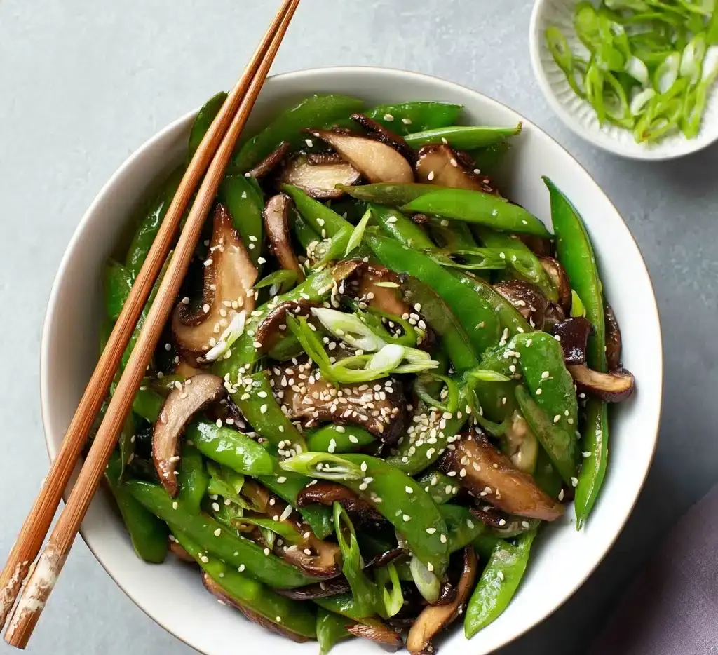 Teriyaki Mushrooms with Snow Peas Recipe
