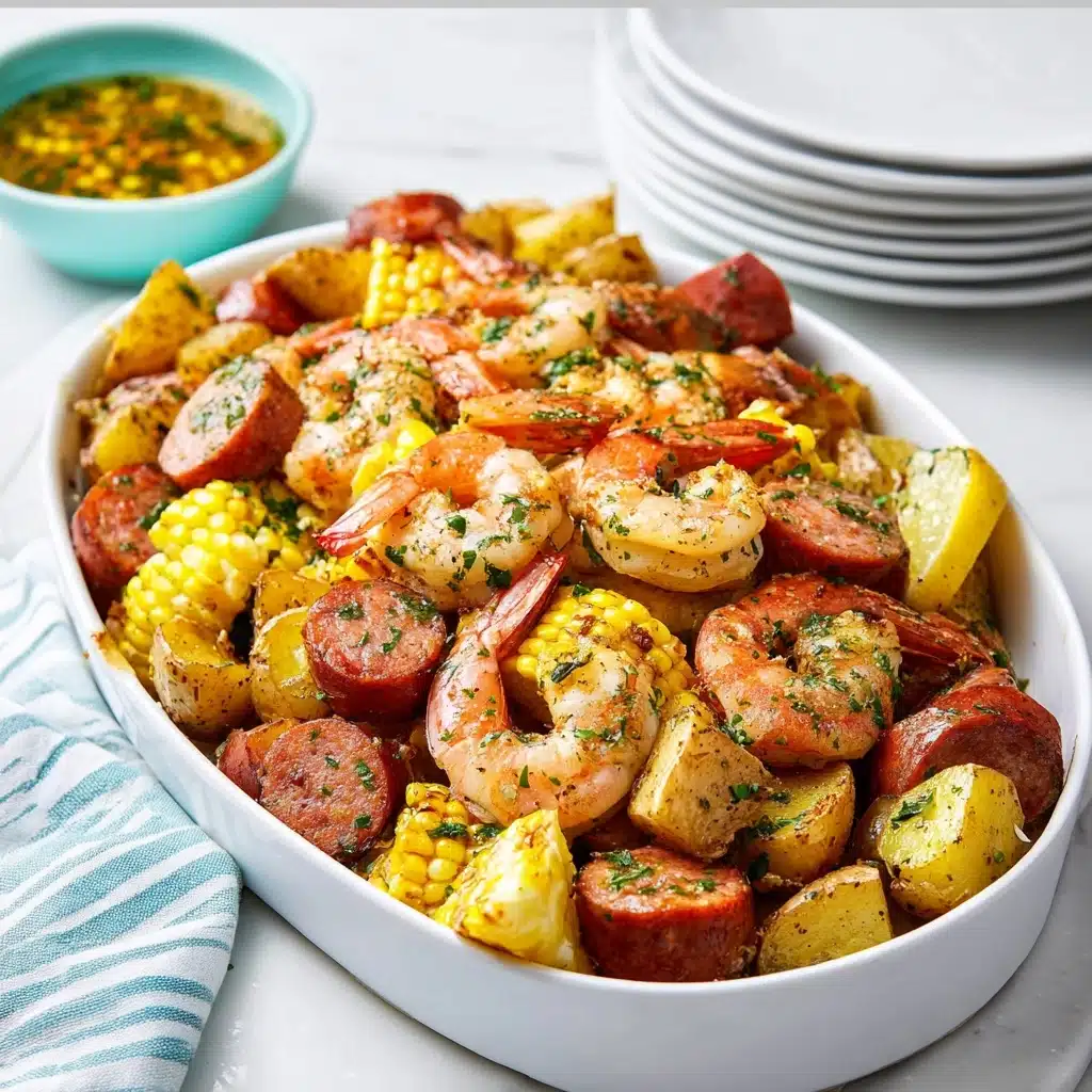 Shrimp, Corn, Potatoes, and Smoked Sausage Foil Pack Recipe - Recipe Image