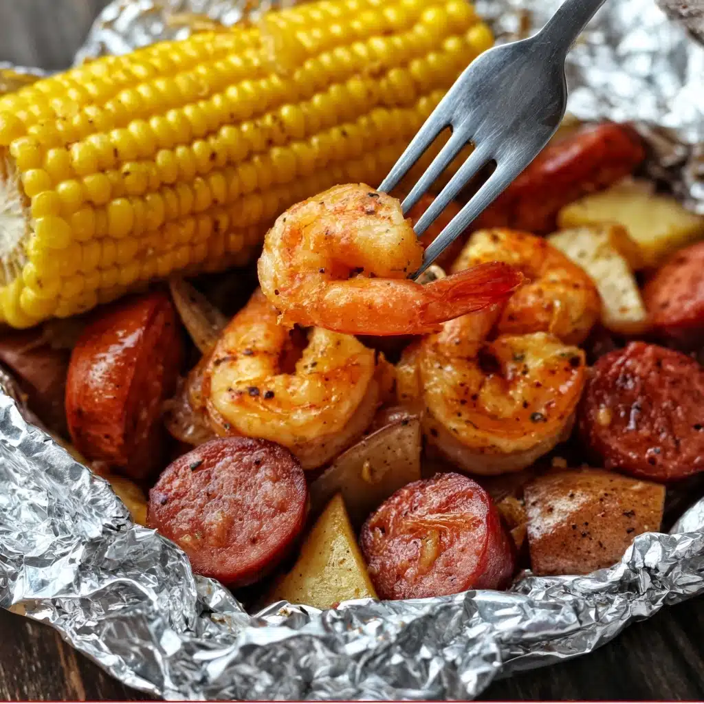 Shrimp, Corn, Potatoes, and Smoked Sausage Foil Pack Recipe - Recipe Image
