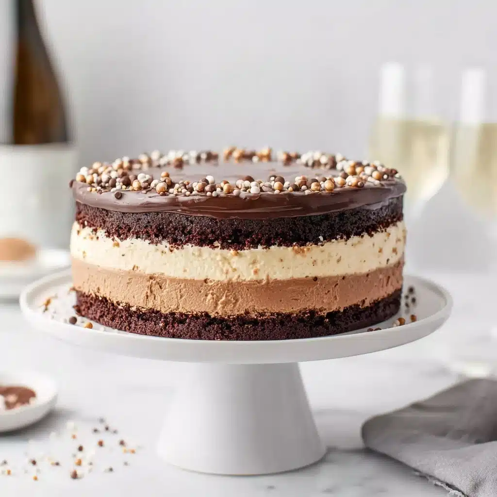 Tuxedo Cake – Triple Chocolate Mousse Cake Recipe - Recipe Image