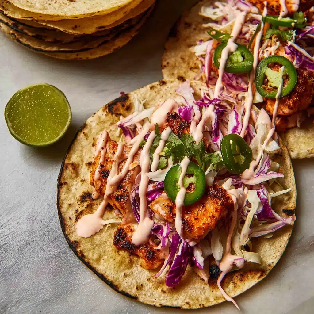 Blackened Fish Tacos with Cilantro Slaw and Sriracha Mayo Recipe - Recipe Image