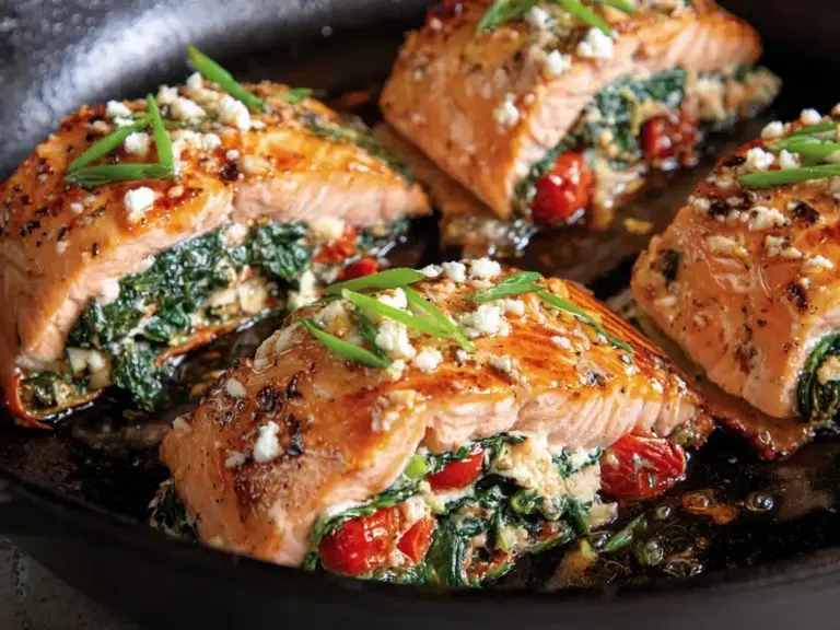 Stuffed Salmon With Spinach & Feta Recipe