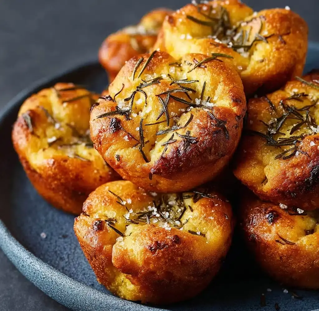 Irresistible Golden Crust Garlic Rosemary Focaccia Muffins Recipe