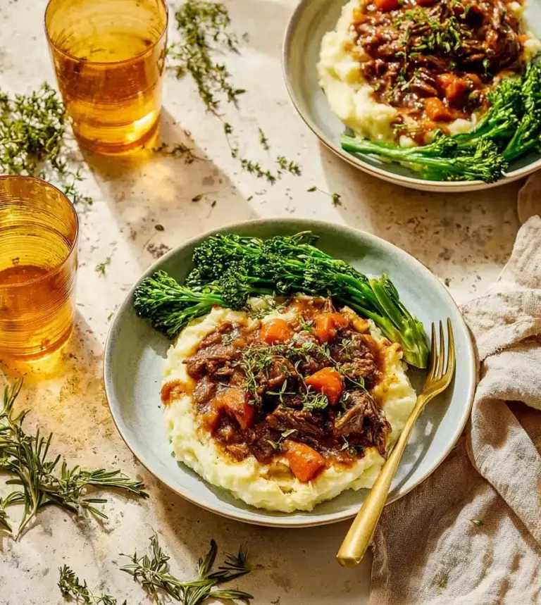 Tender Short Rib Ragu Over Silky Parmesan Mashed Potatoes Recipe