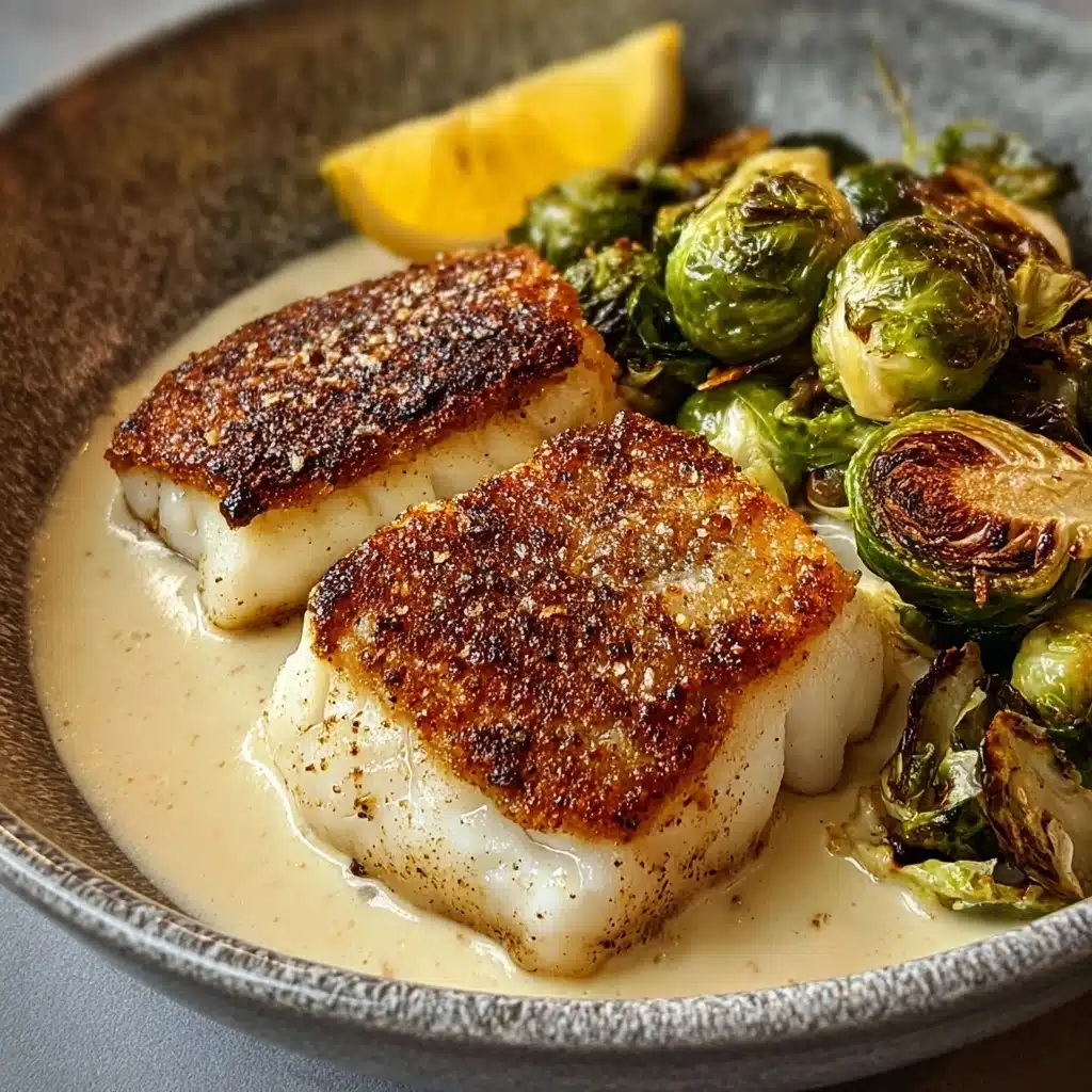 Lemon Garlic Butter Cod Bowls with Roasted Brussels Sprouts Recipe - Recipe Image
