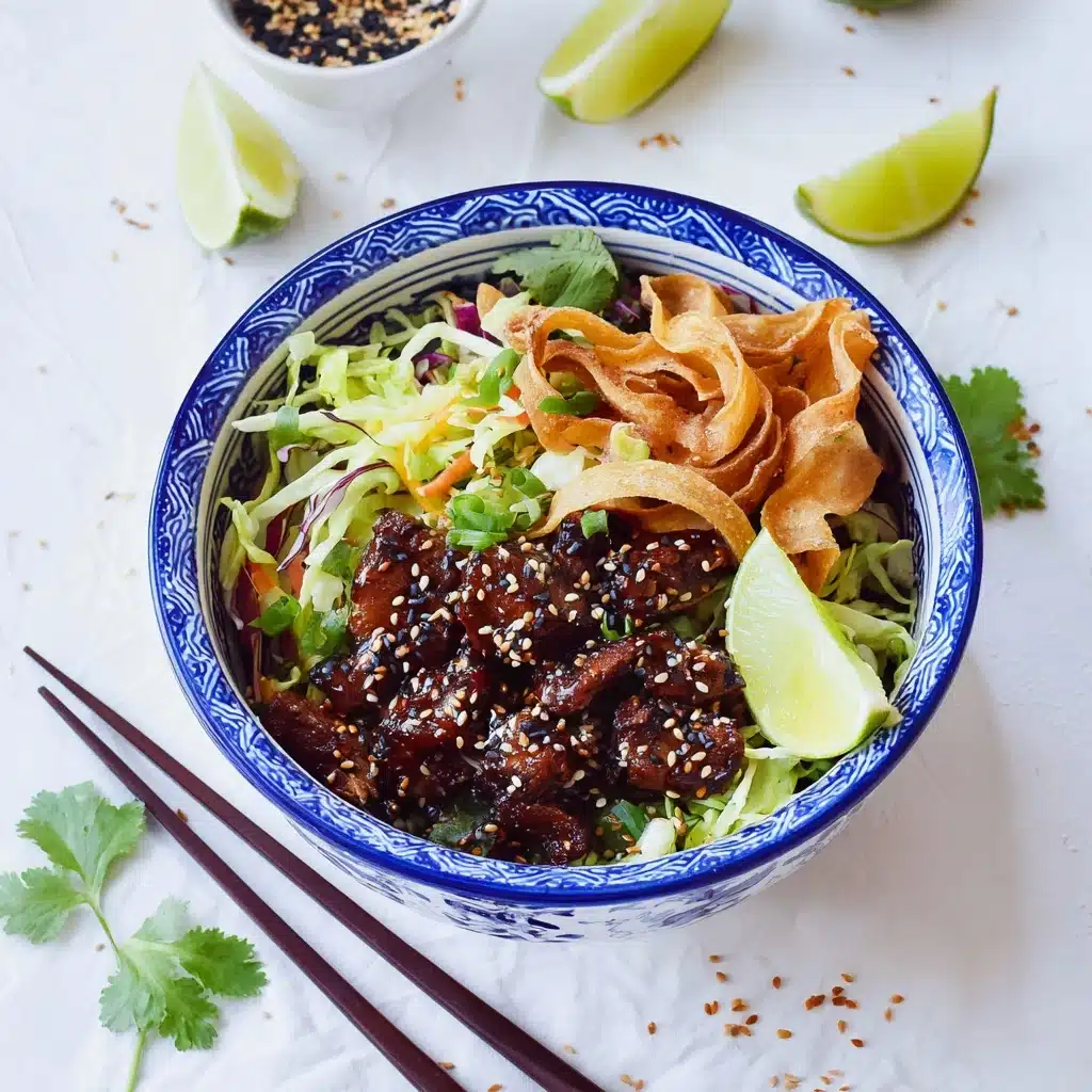 Teriyaki Chicken Wonton Taco Bowls Recipe - Recipe Image