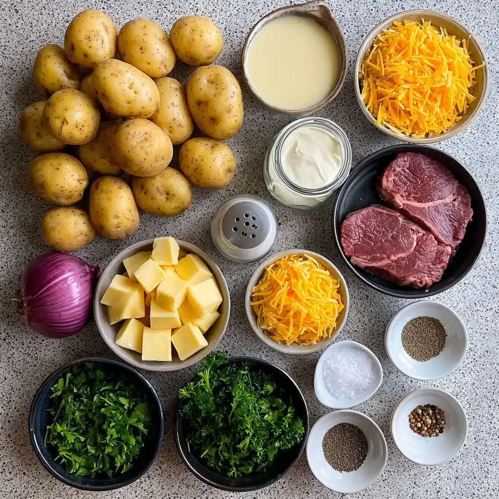 Slow Cooker Steak and Cheddar Potato Casserole Recipe - Recipe Image
