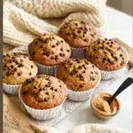 Healthy Greek Yogurt Peanut Butter Muffins with Chocolate Chips and Soft Centers