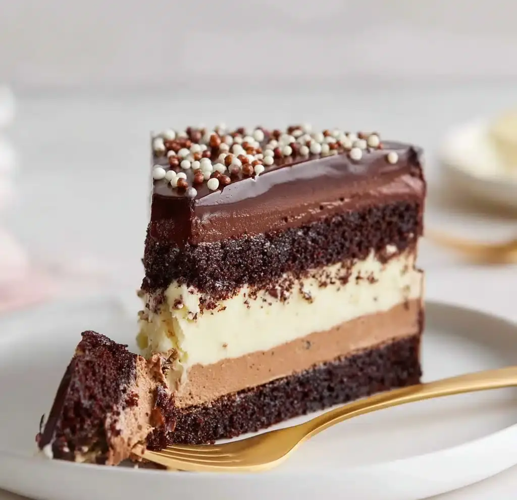 Tuxedo Cake – Triple Chocolate Mousse Cake Recipe