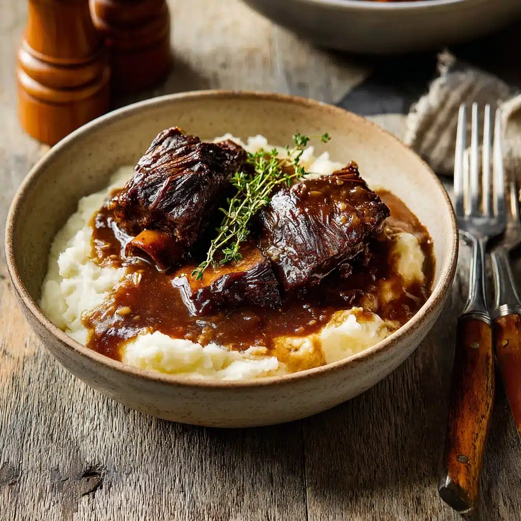 Tender Braised Short Ribs with Garlic Mashed Potatoes Recipe - Recipe Image