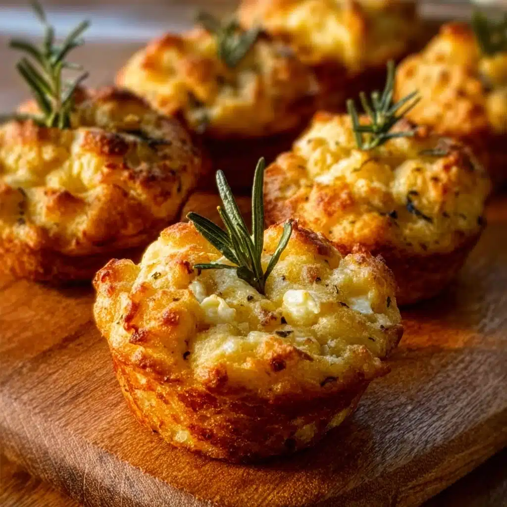 Irresistible Golden Crust Garlic Rosemary Focaccia Muffins Recipe - Recipe Image