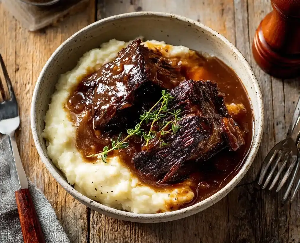 Tender Braised Short Ribs with Garlic Mashed Potatoes Recipe