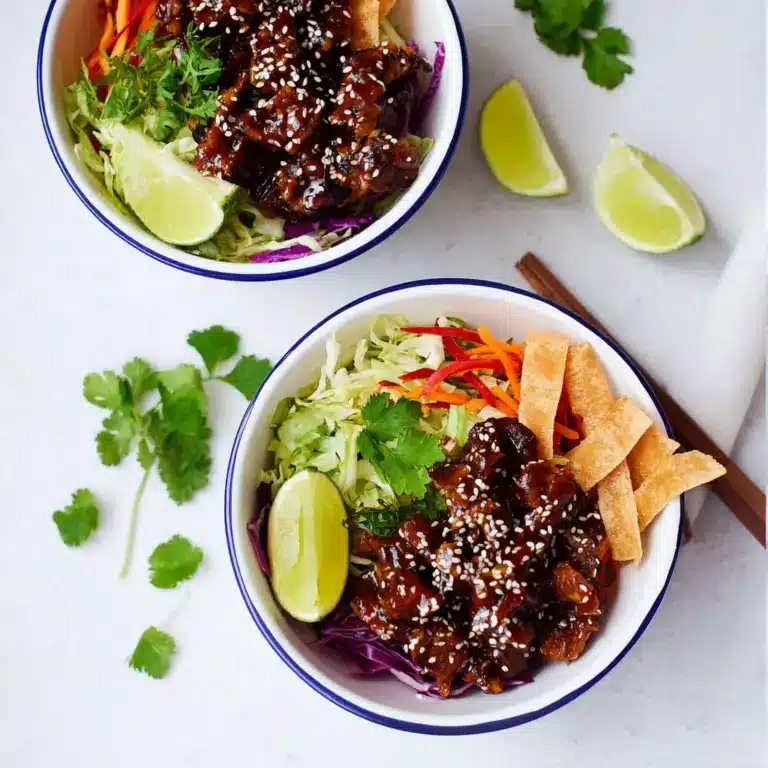 Teriyaki Chicken Wonton Taco Bowls Recipe