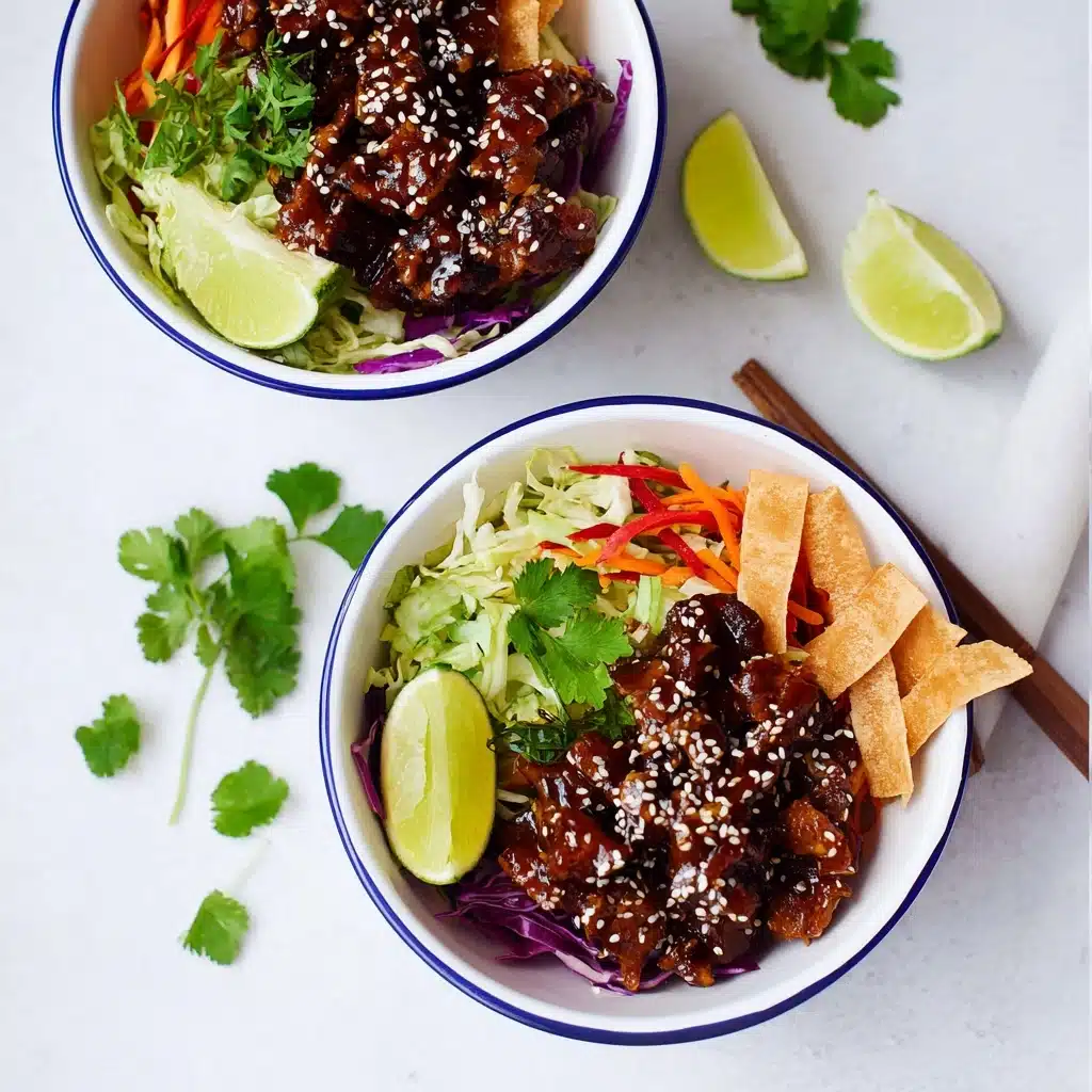 Teriyaki Chicken Wonton Taco Bowls Recipe - Recipe Image