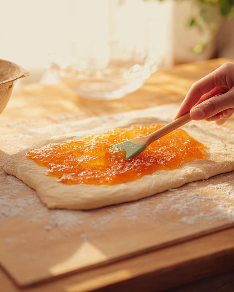 A rectangular baking pan filled with about twelve cinnamon rolls arranged close together in three layers, with swirled light golden brown dough showing a soft texture; some rolls have a thick white icing glaze spread on top with a smooth and shiny look, and orange zest sprinkled lightly over the icing giving small bright orange spots. Next to the pan is a metal bowl containing white icing with a silver spoon inside it, and two metal mixer beaters resting on the white marbled surface. Also on the surface are a whole orange and two orange halves in a small white bowl, along with a wrinkled blue and white striped cloth on the right side. Photo taken with an iphone --ar 4:5 --v 7