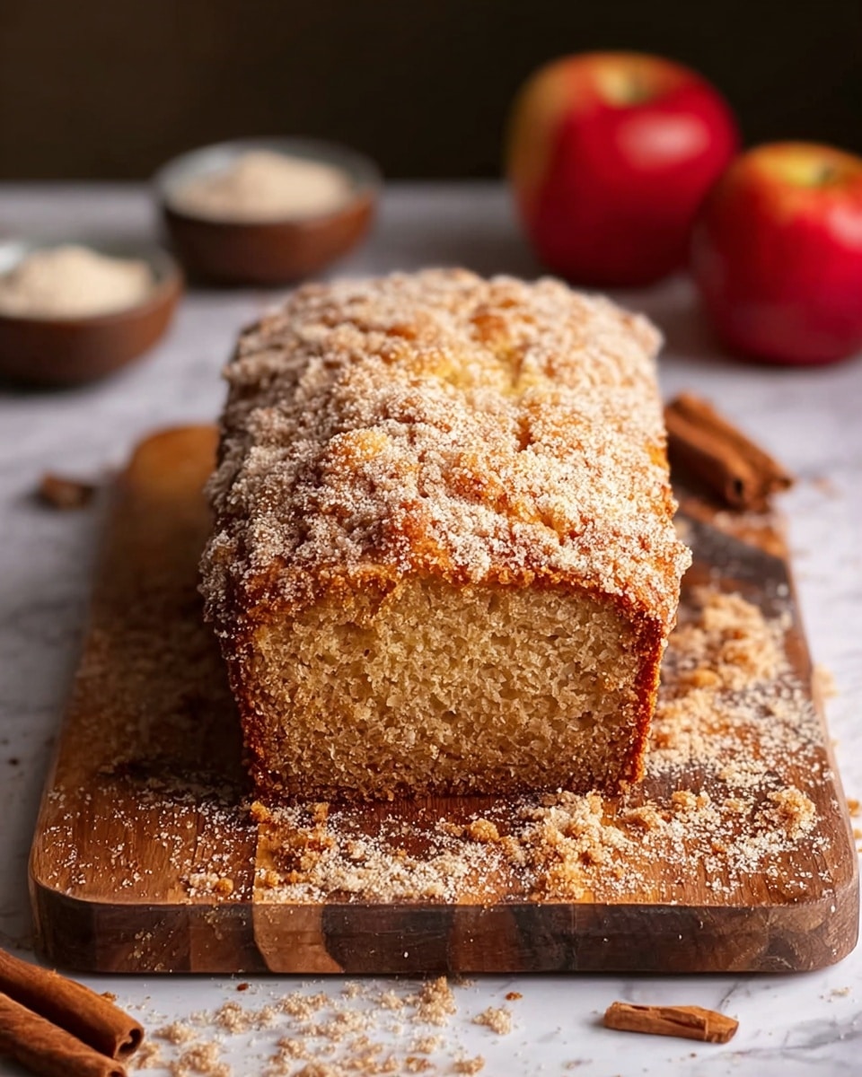A close-up view of three thick slices of moist brown spice cake stacked slightly overlapping on a white plate with a thin gold edge. The cake has a rough texture with tiny bits inside and a light dusting of white powdered sugar mixed with cinnamon powder sprinkled on top and around the plate. Two cinnamon sticks rest next to the cake slices on the plate. The whole scene is set on a white marbled surface that adds a clean and soft look to the image. photo taken with an iphone --ar 4:5 --v 7