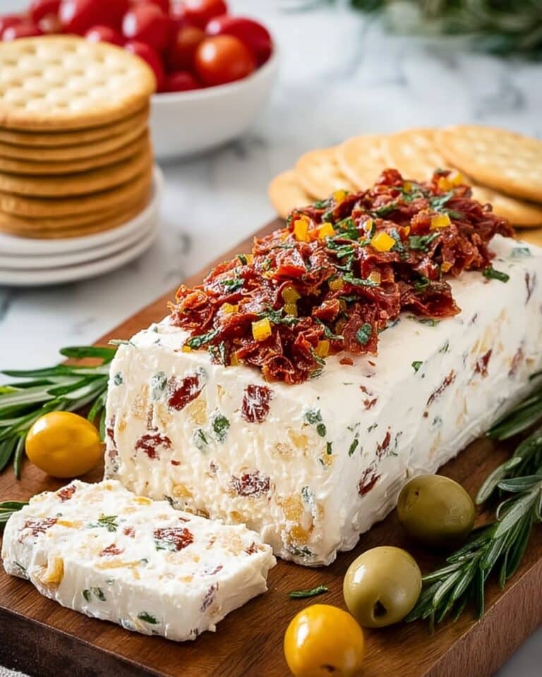 Festive Holiday Antipasto Cream Cheese Log Recipe