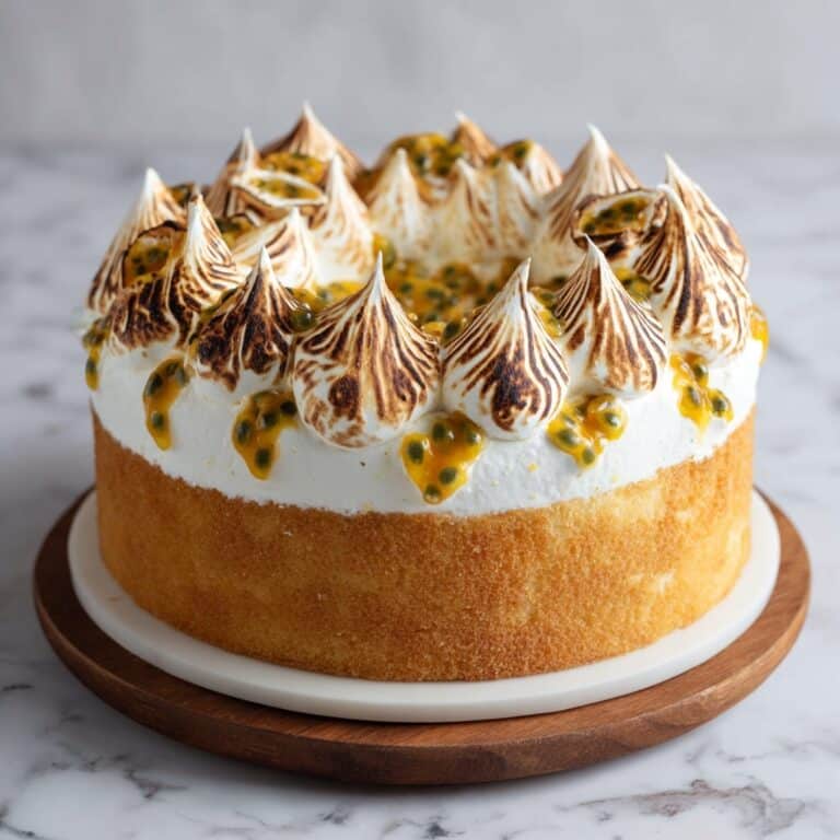 Passionfruit Chiffon Cake with Passionfruit Curd and Swiss Meringue Decorations Recipe