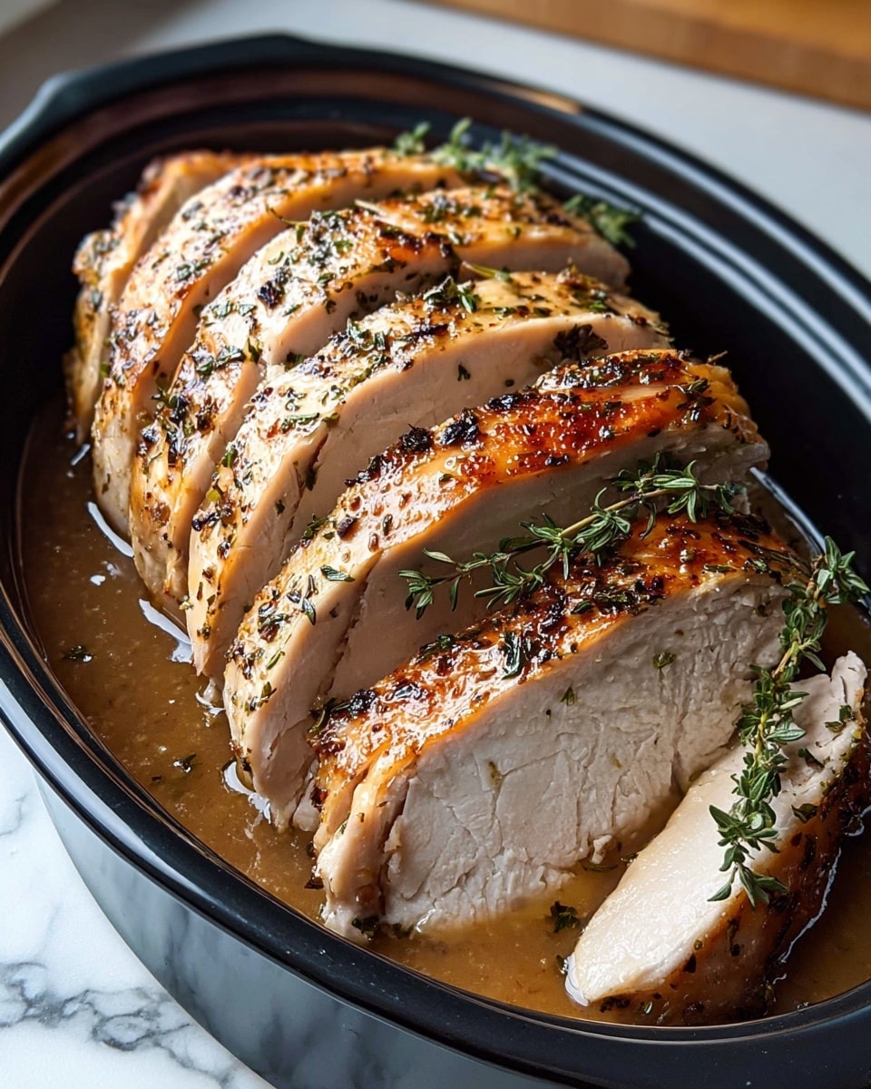 A white plate holds a serving of a classic meal with three layers: on the right, there are three thick slices of roasted turkey with browned, slightly crispy skin and light beige meat inside, topped with smooth, golden brown gravy. At the bottom left, there is a creamy mound of mashed potatoes with a swirl of the same golden brown gravy and a sprinkle of black pepper on top. Above the mashed potatoes, a cluster of bright green steamed broccoli florets adds a fresh, textured contrast. The plate sits on a white marbled surface, next to a white cloth napkin with a fork and knife resting on top, and a glass with a light amber drink to the upper right. Photo taken with an iphone --ar 4:5 --v 7