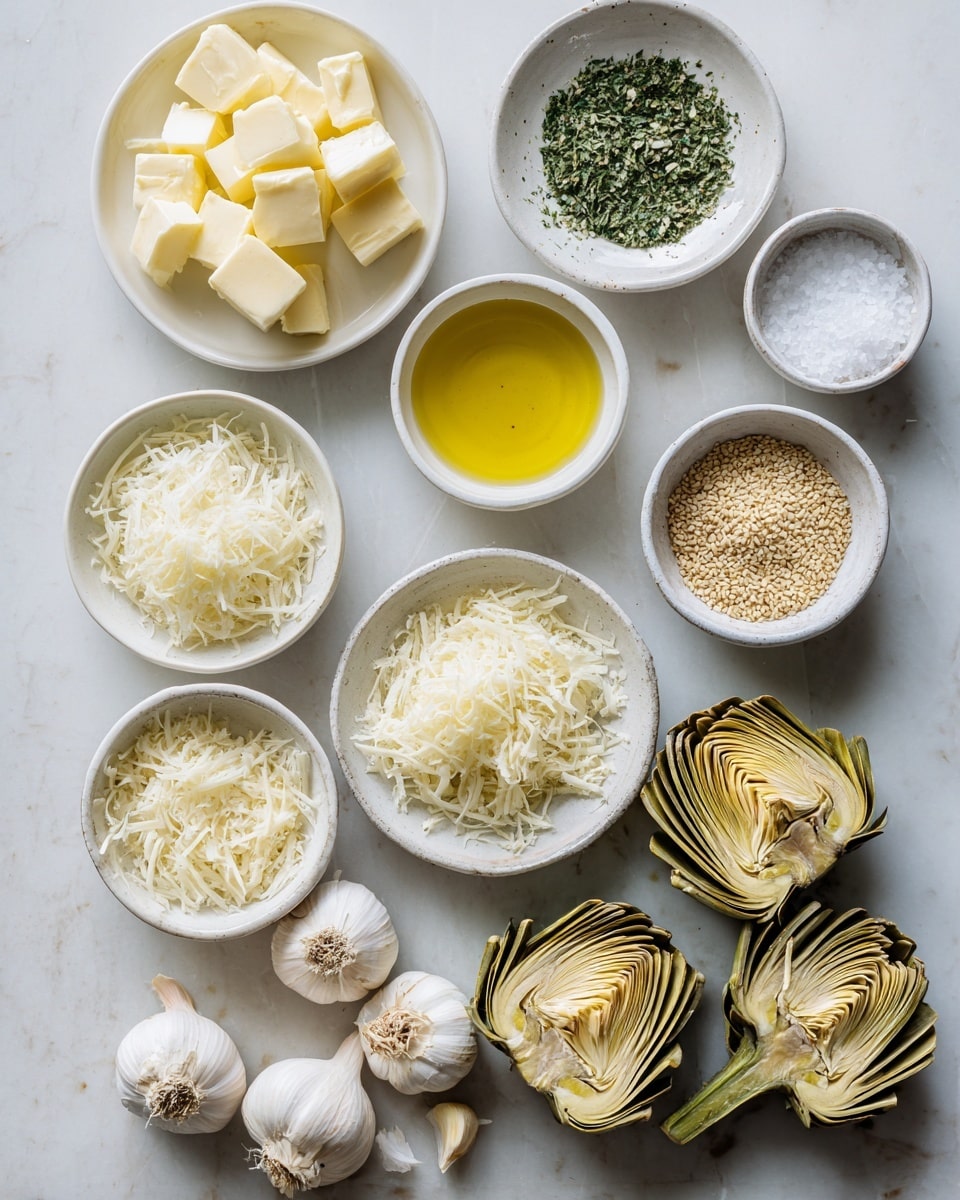 The image shows a white plate filled with crispy baked artichoke halves, each cut into thick wedge shapes with layers of tender, pale yellow-green leaves visible inside. The artichokes are coated in a golden-brown crumbly crust with a rough texture, sprinkled with small green parsley pieces for color contrast. The artichokes are tightly packed on the plate with a white marbled surface beneath, adding a clean and bright look to the scene. photo taken with an iphone --ar 4:5 --v 7