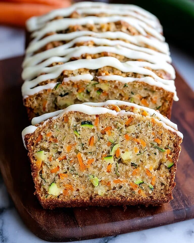 Moist Carrot Apple Zucchini Bread with Cream Cheese Glaze Recipe