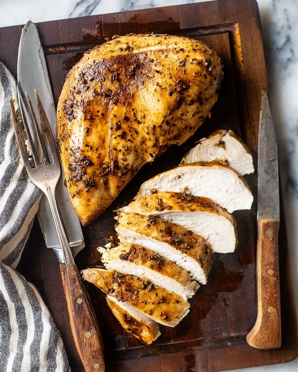 The image shows four cooked chicken breasts in a white pan with golden brown, crisped edges and a slightly textured surface from the spices and cooking. The chicken pieces are spaced out evenly in the pan, each showing a rich, caramelized orange-brown color with black pepper specks. Interspersed among the chicken slices are thin lemon slices, both bright yellow with slightly translucent centers and glossy from the cooking juices. The pan has a shiny layer of sauce around the chicken and lemon slices, reflecting light and adding a rich amber tone to the scene. The background is a white marbled texture. photo taken with an iphone --ar 4:5 --v 7