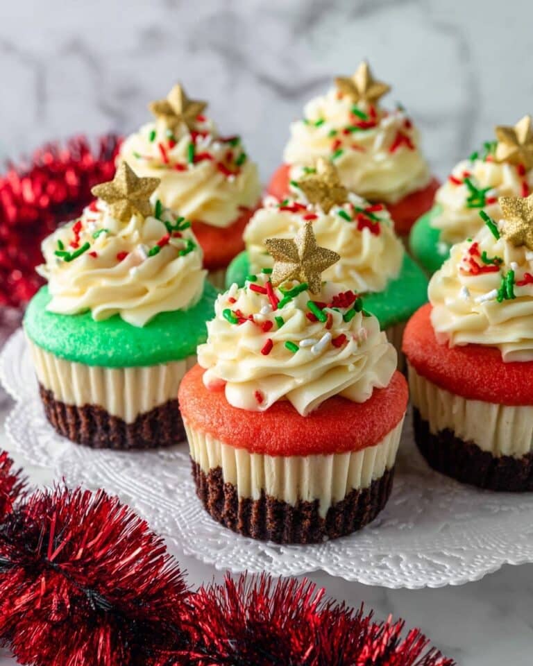 Mini Christmas Cheesecake (Festive Marbled Cupcakes with Whipped Topping) Recipe