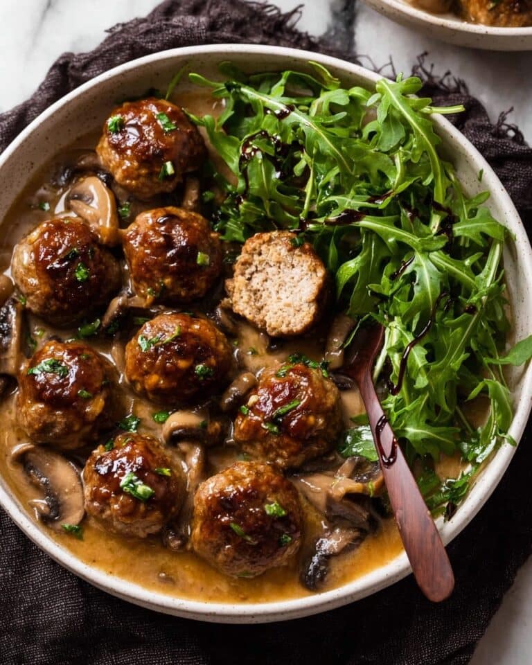 Salisbury Steak Meatballs with Garlic Herb Mashed Potatoes Recipe
