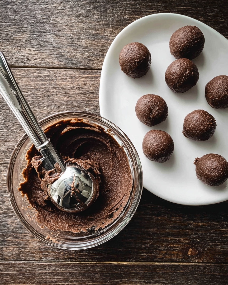 A round black plate filled with a large base layer of white shredded coconut, unevenly spread across it, holding two types of round chocolate truffles scattered on top; one type is dark brown with a smooth yet slightly rough texture, while the other is dark brown covered with a thick layer of white shredded coconut, creating a contrast in color and texture, all pieces imperfectly shaped. Photo taken with an iphone --ar 4:5 --v 7