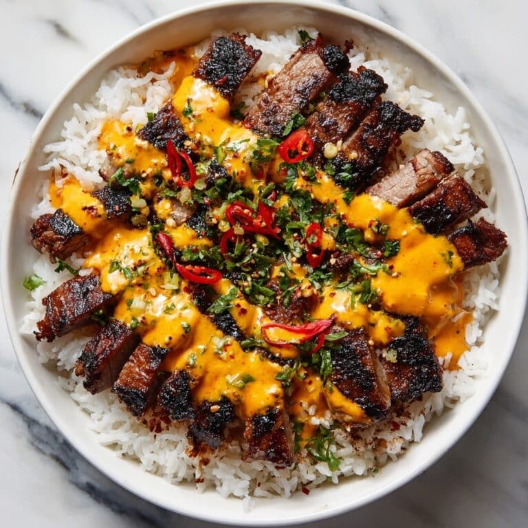 Korean BBQ Steak Rice Bowls with Spicy Cream Sauce Recipe