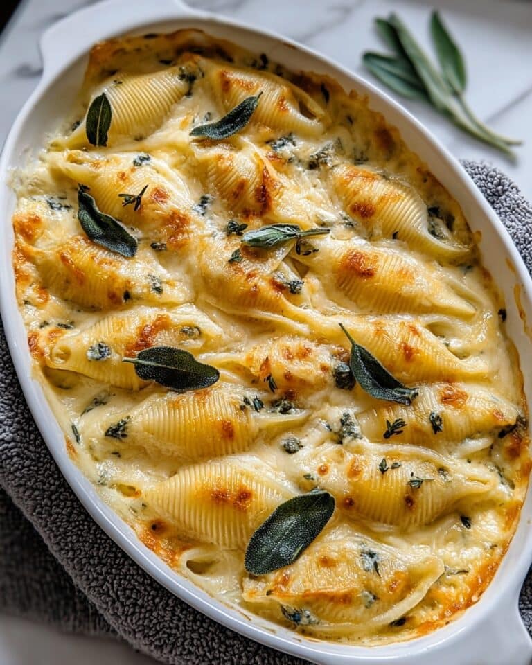 Pumpkin & Gouda Stuffed Shells with Brown Butter & Sage Alfredo Sauce Recipe