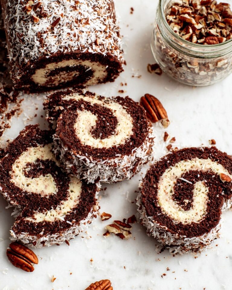 German Chocolate Cake Roll: Decadent Coconut and Pecan Filled Dessert Recipe