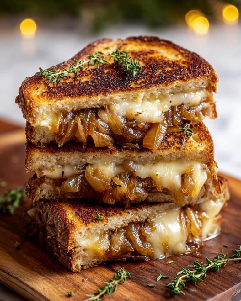 Pear & Apple Grilled Cheese with Caramelized Onions Recipe