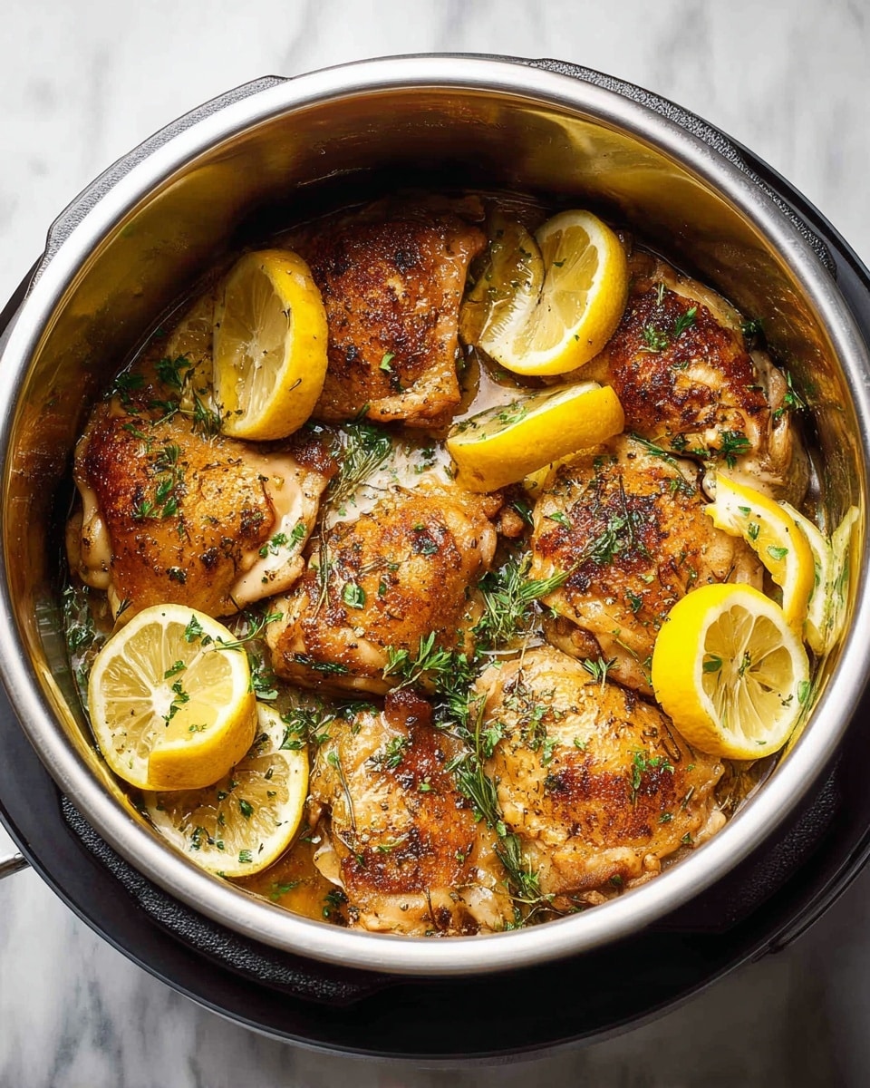 A black skillet filled with a layer of cooked green asparagus on the right side, showing a shiny, slightly charred texture. On the left side of the skillet, there are golden-brown grilled chicken thighs sitting on top of thin lemon slices, sprinkled with green herbs. Additional lemon slices are placed around the skillet, both on the food and the blue cloth underneath. The skillet sits on a white marbled surface with a wooden spoon in the background. photo taken with an iphone --ar 4:5 --v 7