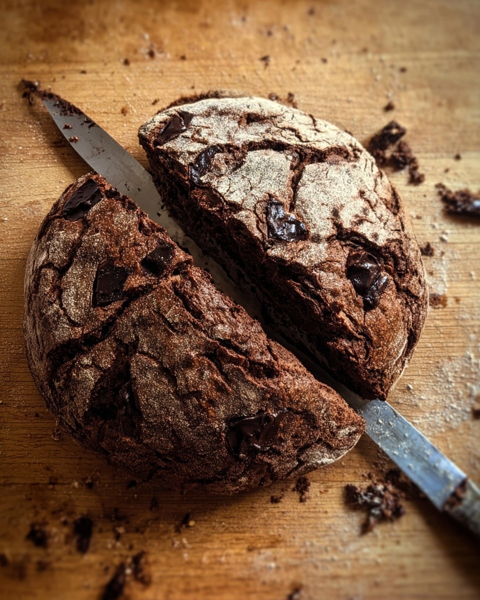 A round loaf of dark brown bread with a thick, rough crust and scattered burnt black spots sits on a white marbled textured surface, partly wrapped in a beige cloth. The crust has deep cracks and a slightly crispy look, showing the dense, rustic texture of the bread. Next to the bread, there is a long bread knife with a silver blade and a large serrated edge. The whole scene has soft, natural lighting. photo taken with an iphone --ar 4:5 --v 7