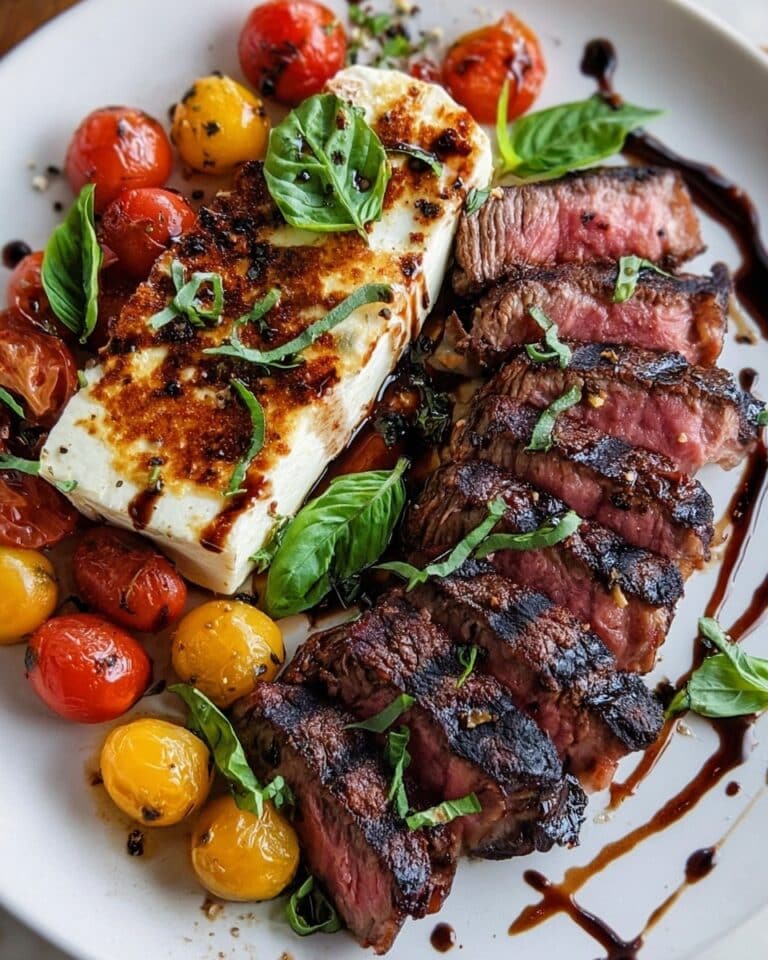 Grilled Flank Steak Caprese with Balsamic Dressing Recipe