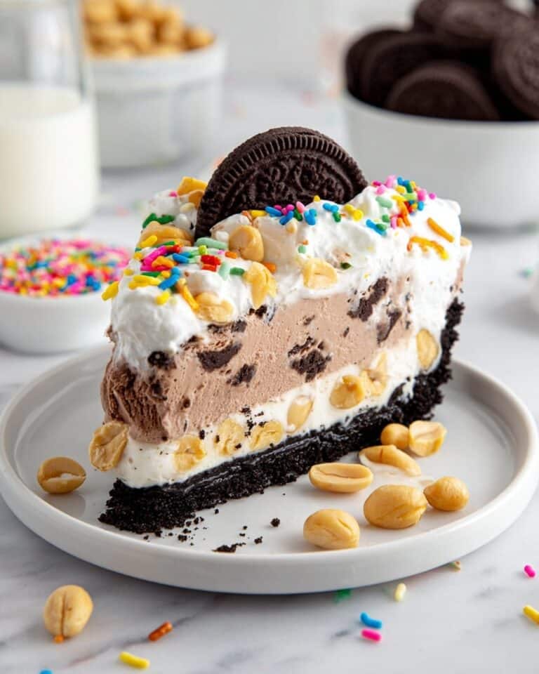 Vegan Ice Cream Cake with Oreo Cookies and Peanuts Recipe