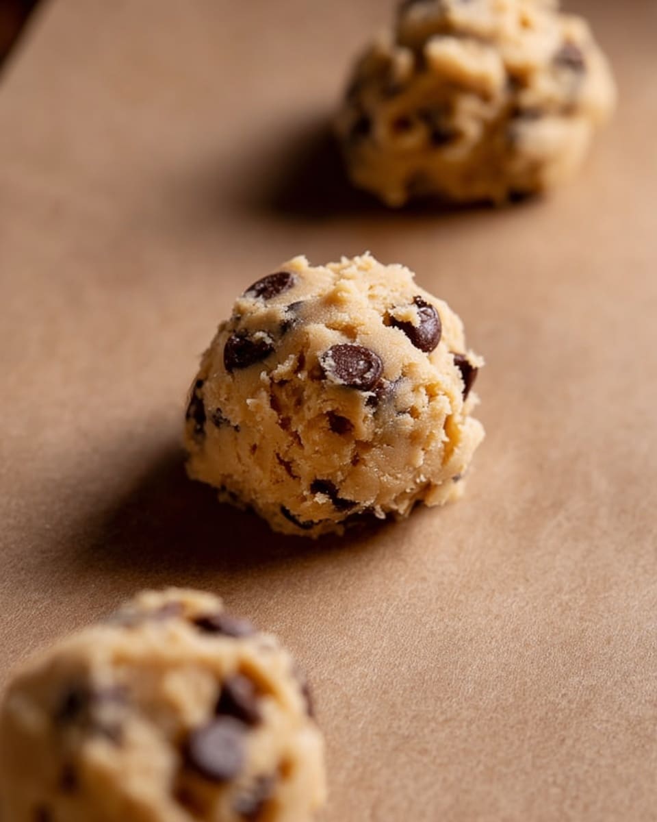 The image shows a close-up of three round chocolate chip cookies stacked partially on top of each other, placed on a cooling rack. The cookies have a golden brown color with a slightly crisp edge and a chewy center. Each cookie is studded generously with glossy dark chocolate chips, some of which appear slightly melted, and small flakes of sea salt are scattered over the tops. One of the cookies has a bite taken out of it, revealing a soft, gooey inside with visible chocolate chunks. The background surface is a white marbled texture. Photo taken with an iphone --ar 4:5 --v 7
