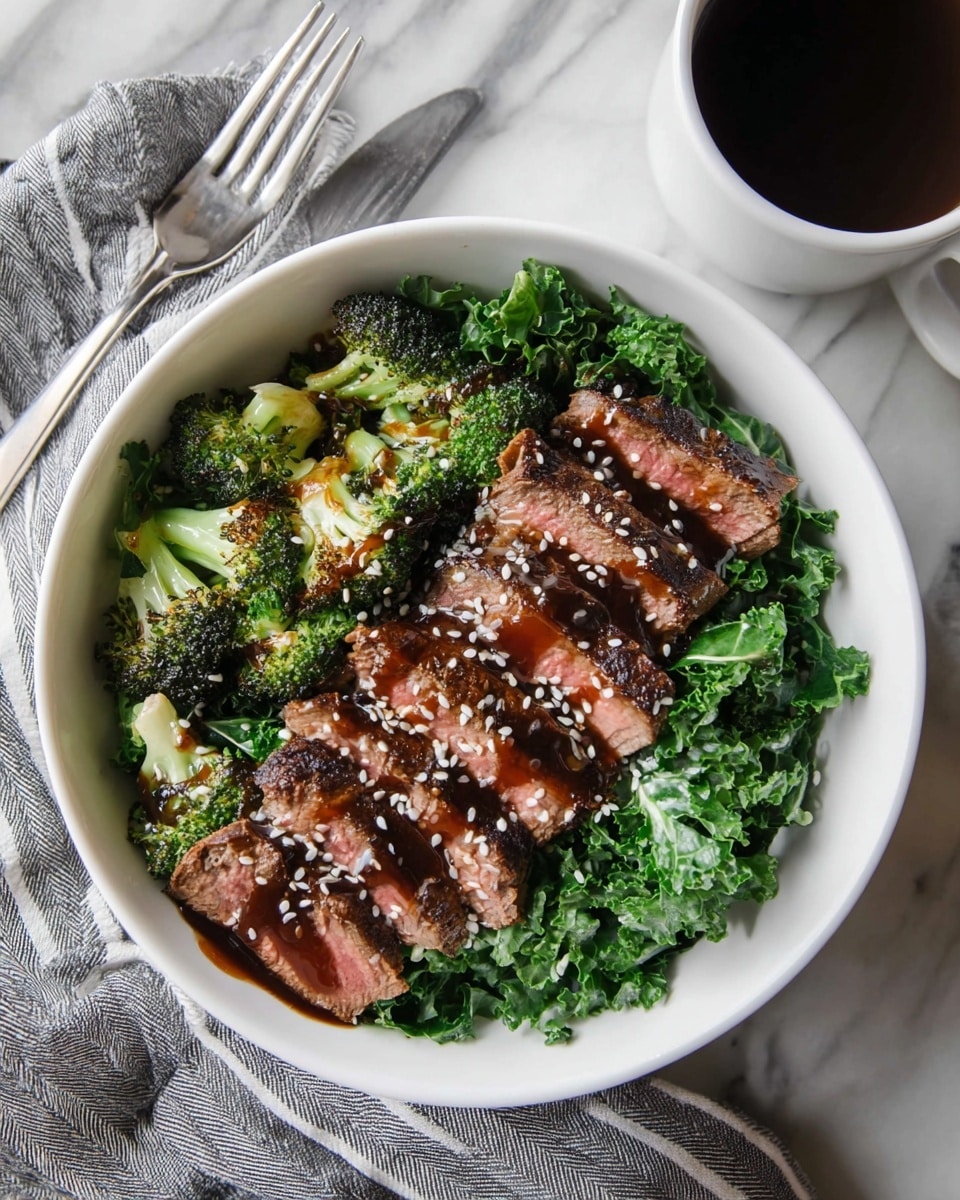 The image shows many ingredients arranged on a white marbled surface, perfect for making a meal. In the center, there is a round plate filled with thin strips of bright red raw beef with some white marbling. Surrounding this plate, there are small white bowls containing chopped broccoli with a rich green color, finely chopped garlic, minced ginger with a light yellow shade, sliced green onions, and chopped fresh cilantro leaves. Additional white bowls hold various sauces with dark brown, amber, and light yellow colors, as well as a bowl of chopped white onions and another filled with white sesame seeds. There is also a bowl of white liquid, likely milk or a similar ingredient. Everything is neatly organized with vivid colors and different textures visible. photo taken with an iphone --ar 4:5 --v 7