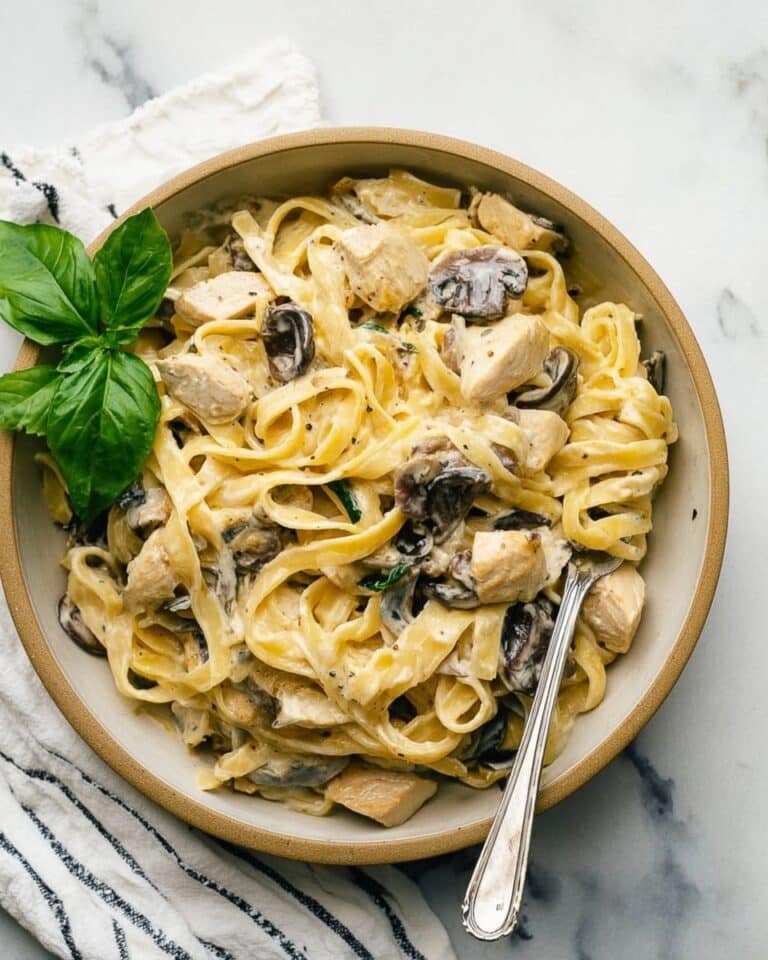 One-Pot Chicken and Mushroom Fettuccine Alfredo Recipe