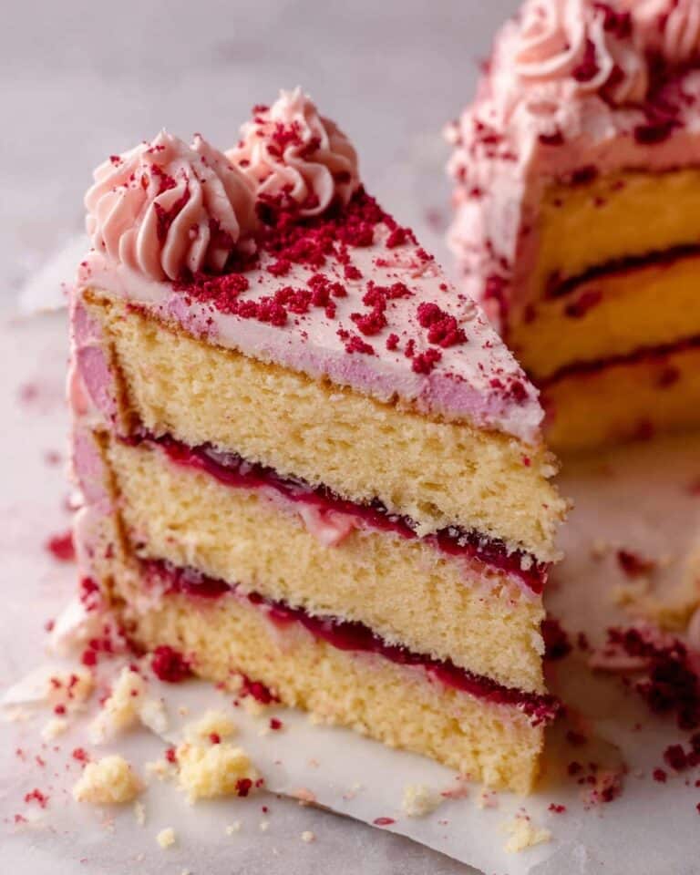 Moist Lemon Cake with Raspberry Frosting Recipe