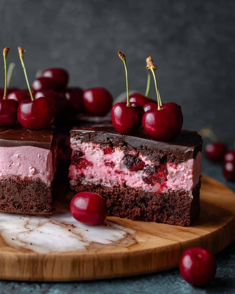 Chocolate Cherry Cake with Cherry Mousse and Ganache Recipe