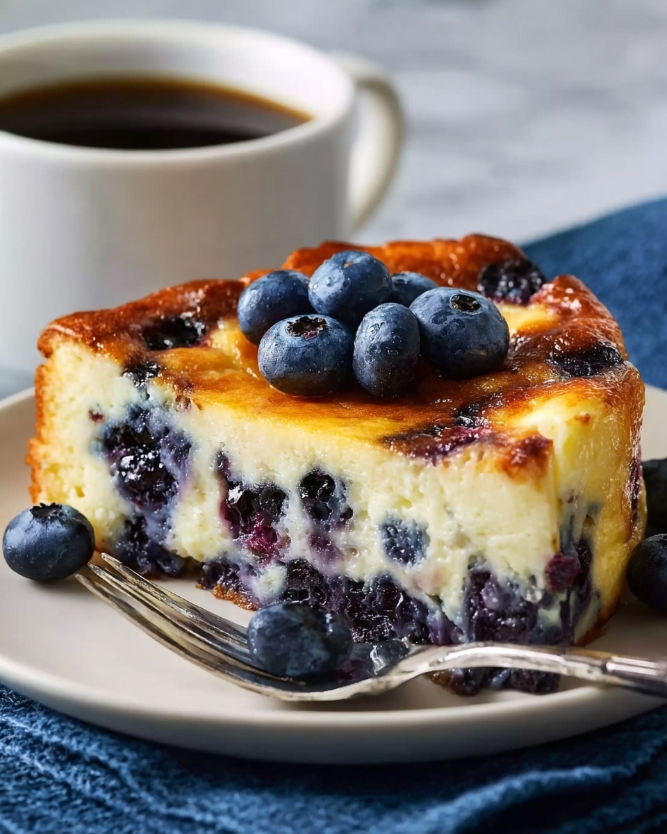 A fluffy, golden pancake sits in the center of a white plate on a white marbled surface. The pancake has a light crust with a soft, slightly porous texture. On top, there is a thick layer of fresh, dark blueberries, some sinking slightly into the pancake. The blueberries are scattered unevenly and dusted with powdered sugar that also covers parts of the pancake’s edges, adding a light white touch. The lighting highlights the pancake’s warmth and the blueberries' shine, making the dish look fresh and inviting. Photo taken with an iphone --ar 4:5 --v 7