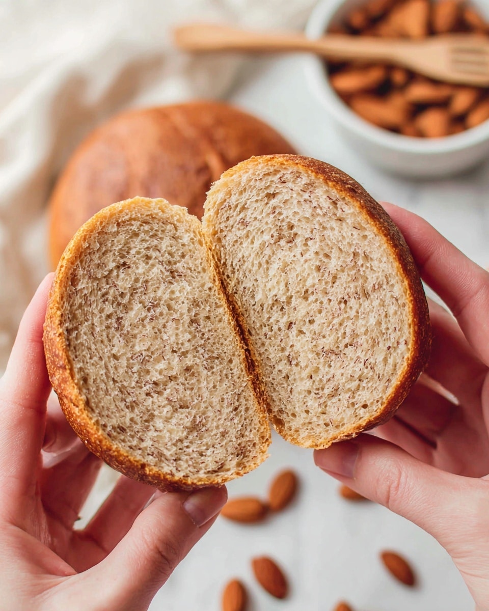 A close-up image of three round, brown bread rolls with a rough texture and golden sesame seeds scattered on top, resting on white parchment paper over a wooden board. The bread has a hearty, slightly cracked surface with a warm, baked color showing hints of darker grains. The roll in the front is in sharp focus, while the others softly blur into the background, all set against a white marbled texture. Photo taken with an iphone --ar 4:5 --v 7